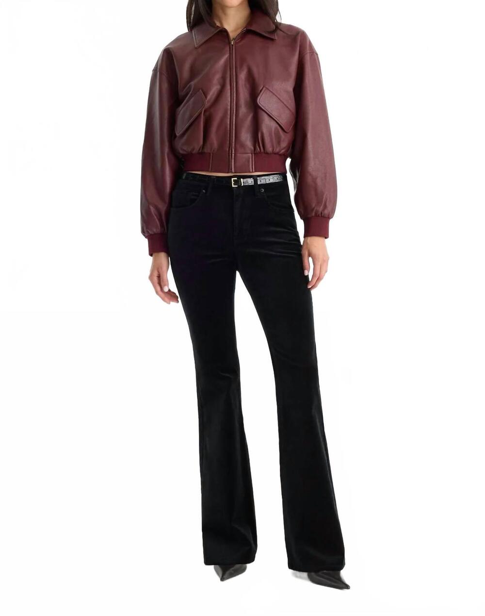 NEW GOOD AMERICAN velvet flare pants in black